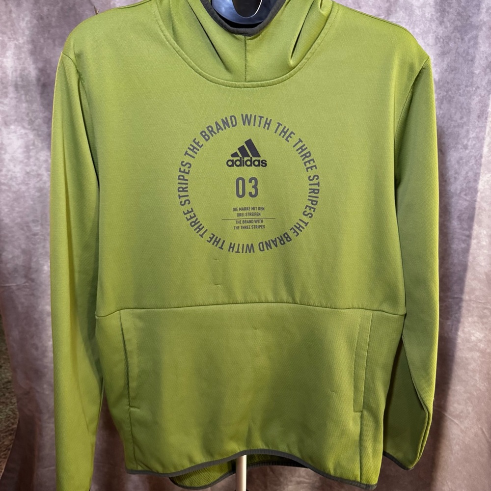 Adidas Olive Hoodie with Purple Logo